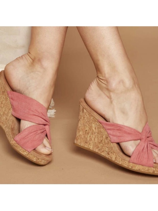 Toms Shoes - Toms Pink Twist Cork Wedge Sandals